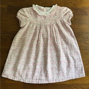 Luli & Me Pink Floral Knit Dress with Smocked Collar 24m